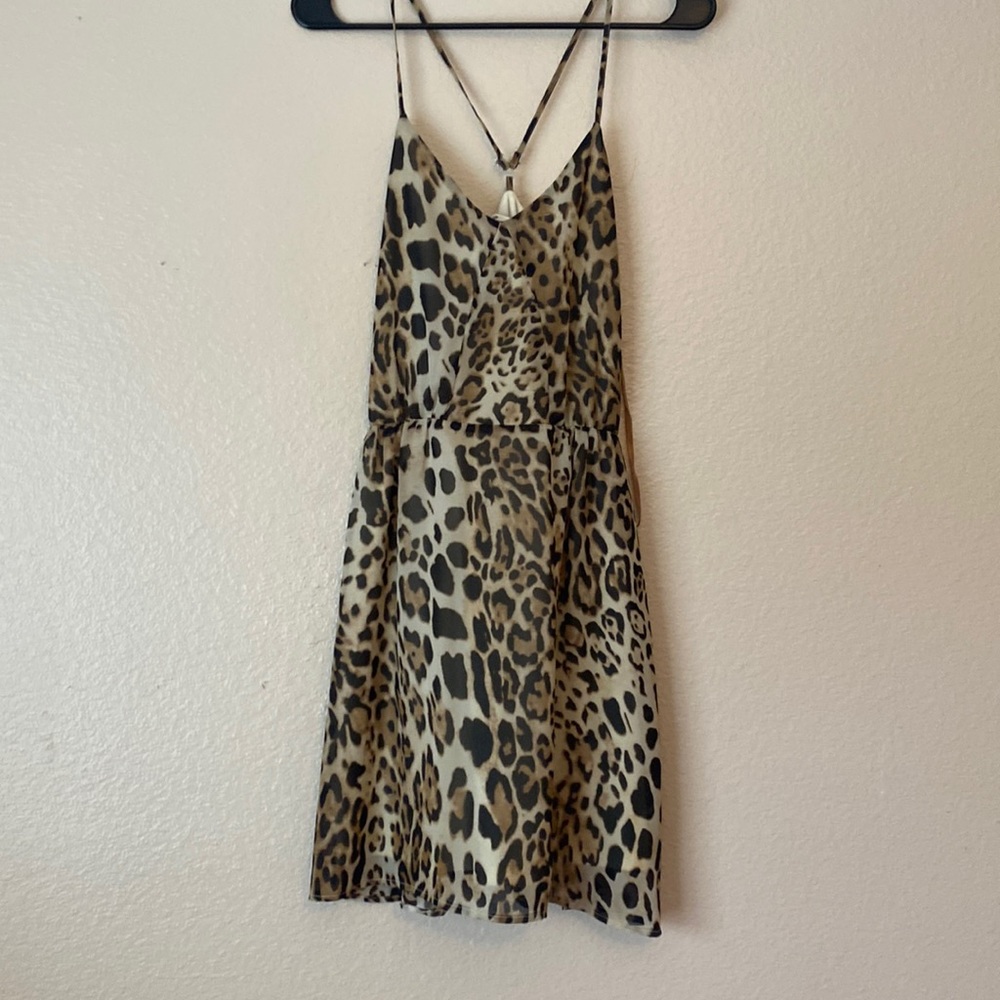 Annabella - Spaghetti strap cheetah print dress - Size M